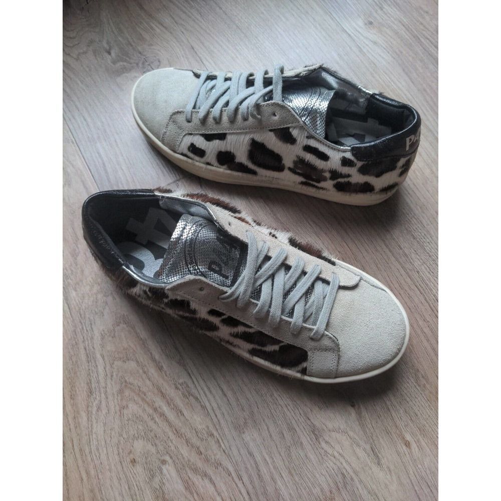 P448 Queens John Low Top Calf Hair Leopard Sneakers Womens EU 37 Rare